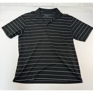 Nike Golf Polo Shirt Mens Large Black White Stripe Active Dri Fit Standard Fit